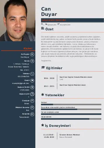 Hasta Bakıcı Cv Örnekleri cv indir